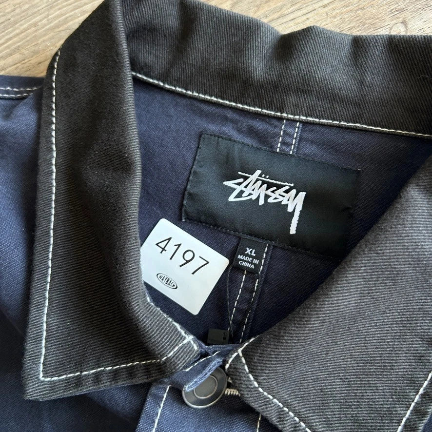 STUSSY | Navy Contrast Stitch Workwear Chore Jacket sz XL