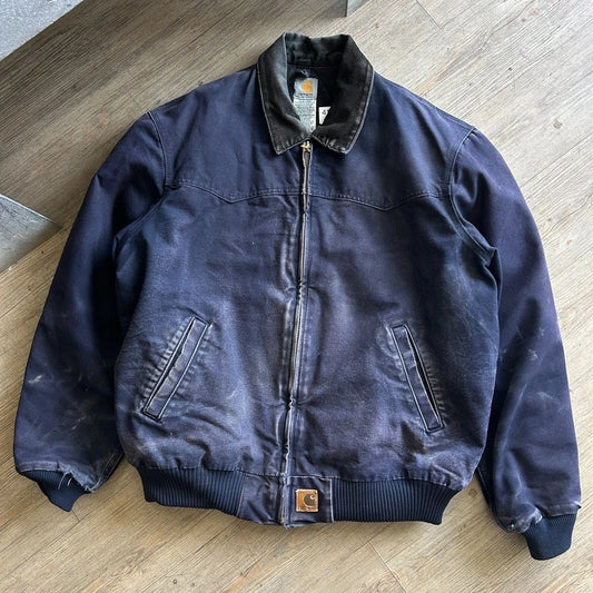 VINTAGE | Carhartt Faded Navy Santa Fe Bomber Jacket sz XL