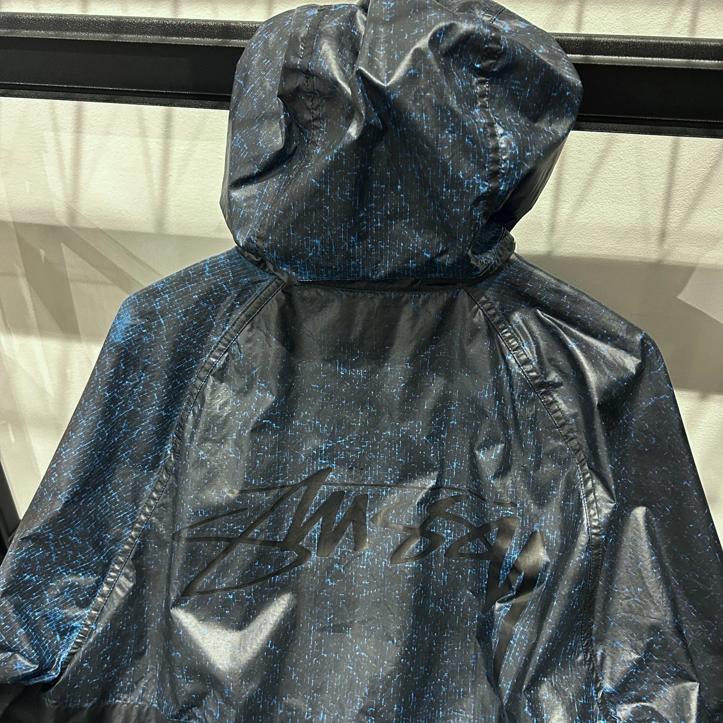 STUSSY | Beach Shell Cracked Blue Ripstop Windbreaker Jacket sz M