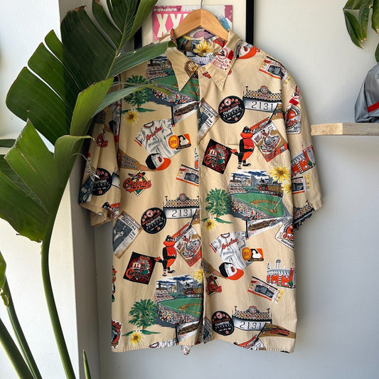VINTAGE | Baltimore Orioles Baseball Short Sleeve Button Down Shirt sz XXL