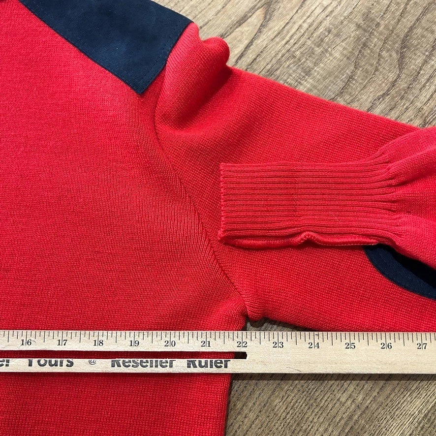 BURBERRYS 1990 | Vintage Suede Patch Wool Knit Sweater sz L