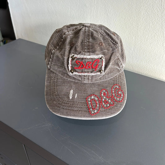 VINTAGE | Dolce & Gabbana Distressed Brown Logo Cap Hat sz OS