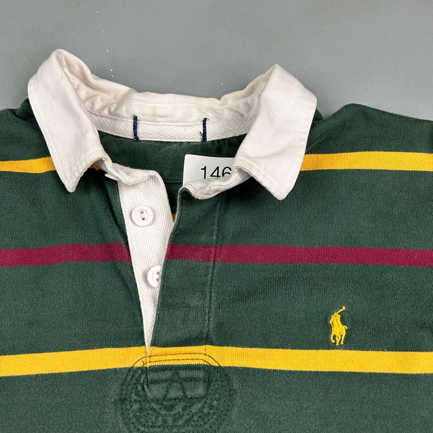 VINTAGE Ralph Lauren Striped Polo Rugby Shirt sz Youth Medium | Adult XS