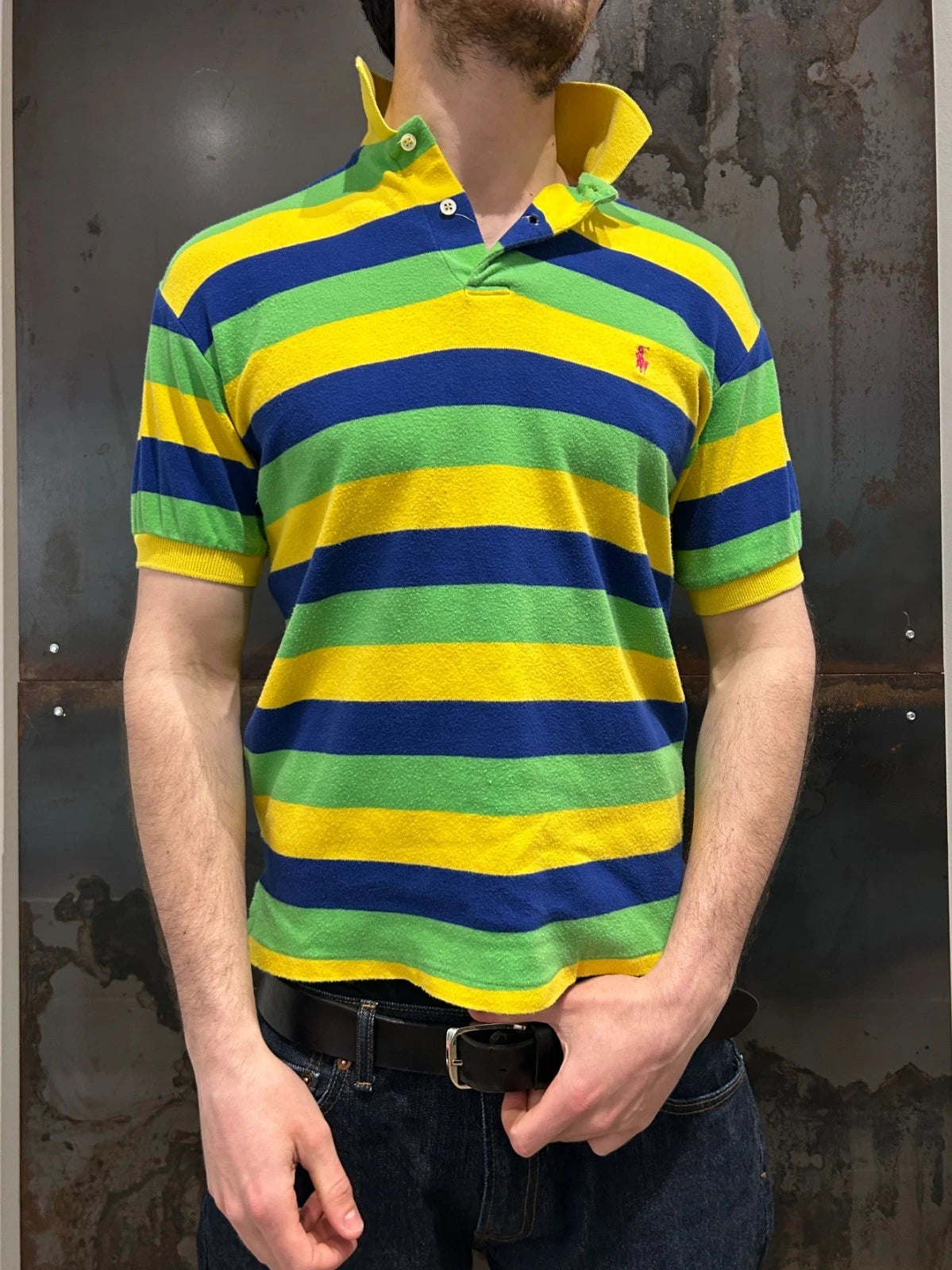 VINTAGE 90s | Ralph Lauren Sm Pony Candy Striped Polo Shirt sz M