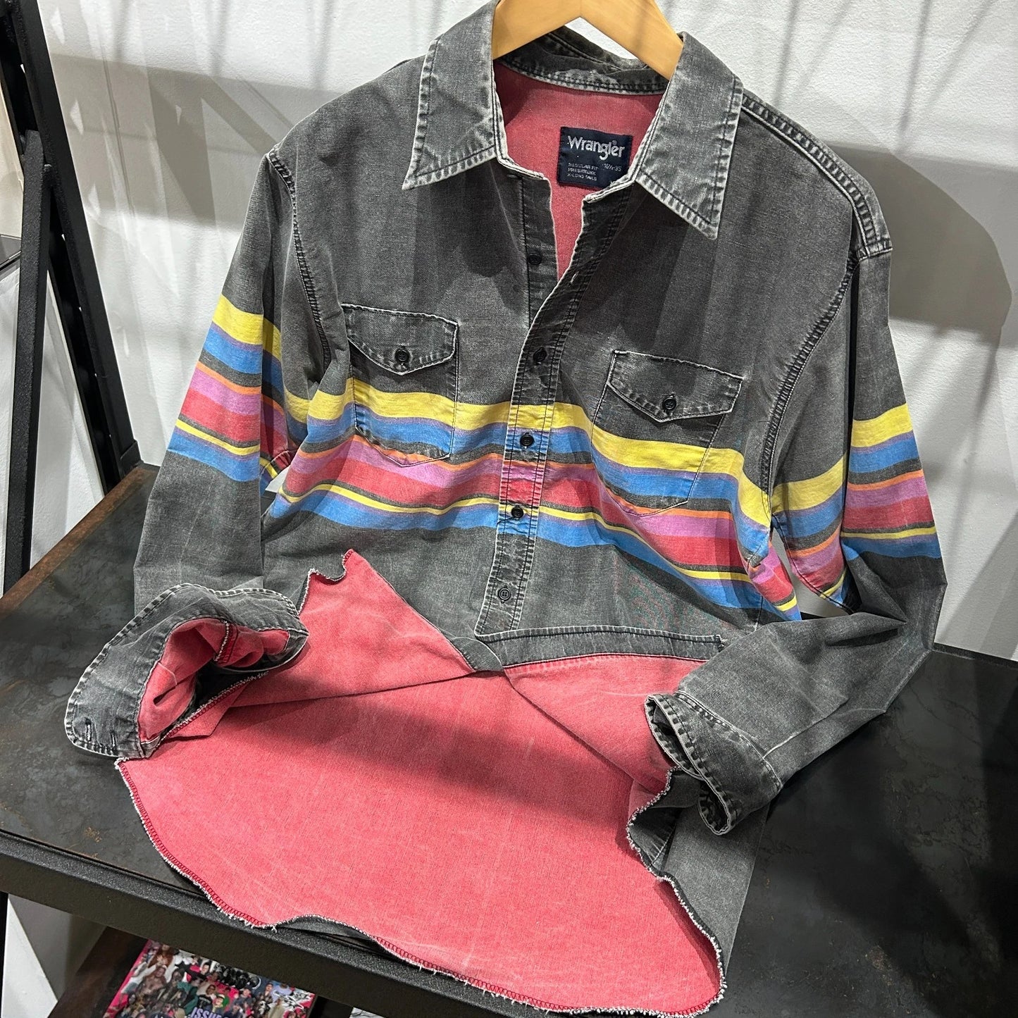 VINTAGE 80s | Wrangler Brushpopper Rodeo Western Button Down Shirt sz 16.5-35