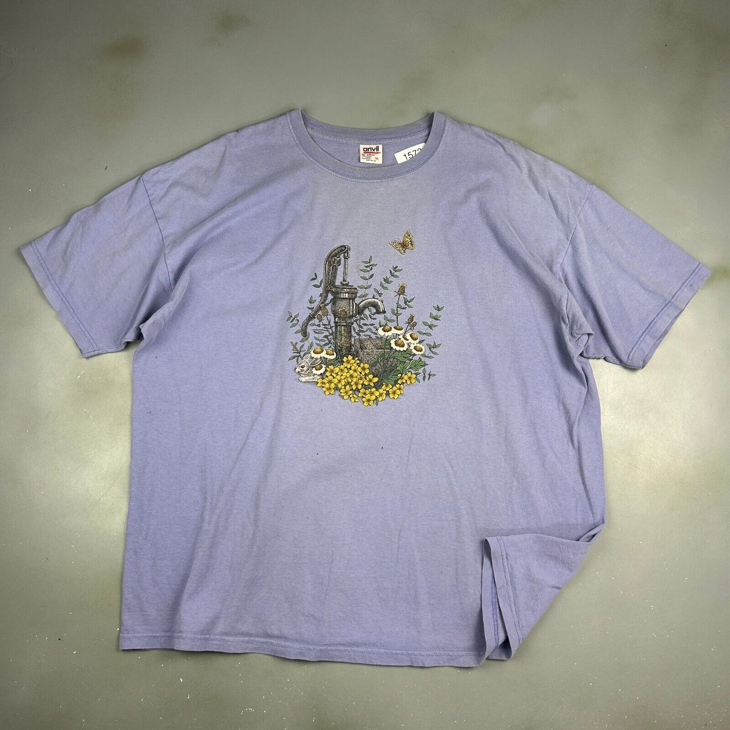 VINTAGE 90s | Water Well Garden Illustration Art T-Shirt sz 3XL Men Adult
