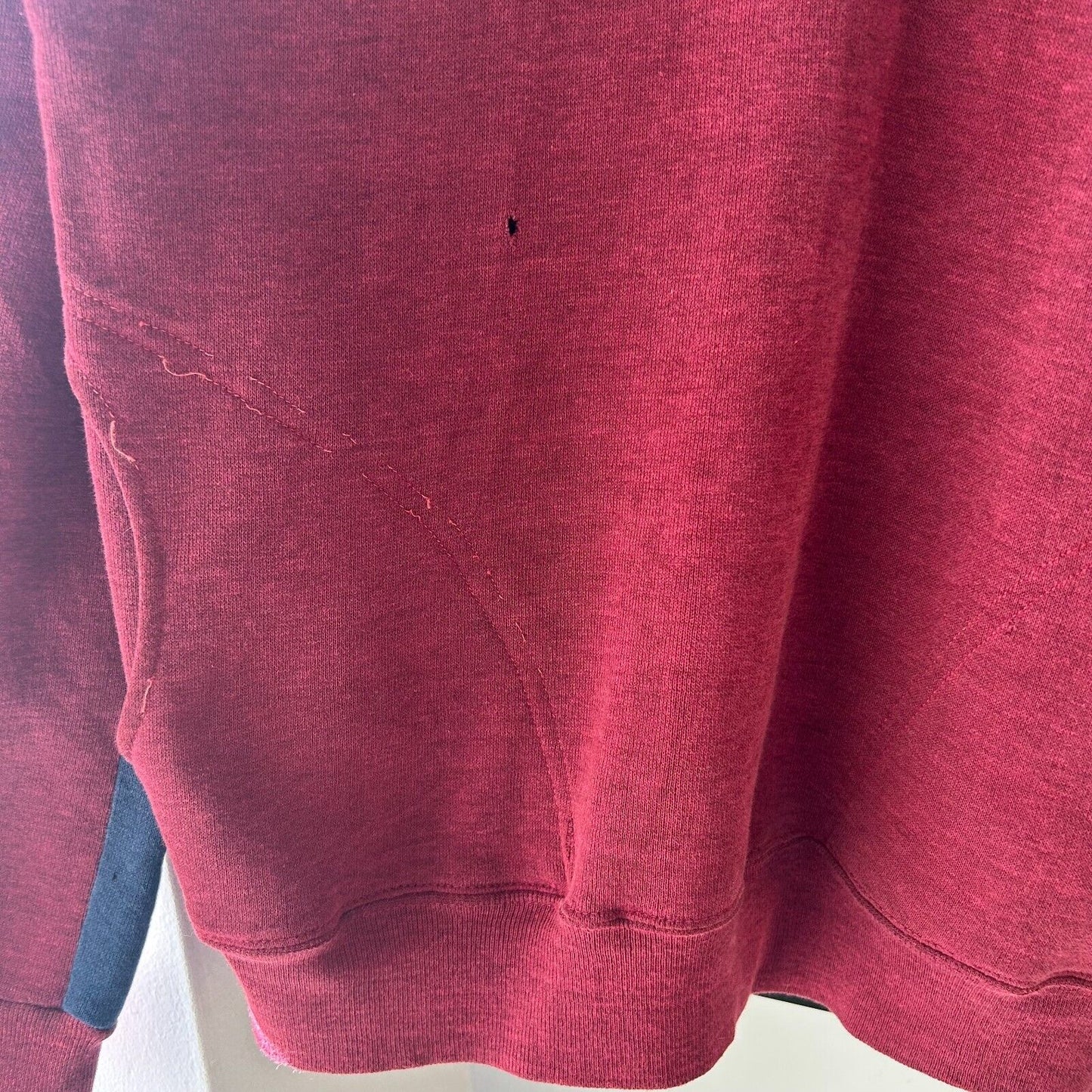 VINTAGE 80s Burgundy Blank Red Raglan Hoodie Sweater sz S Mens