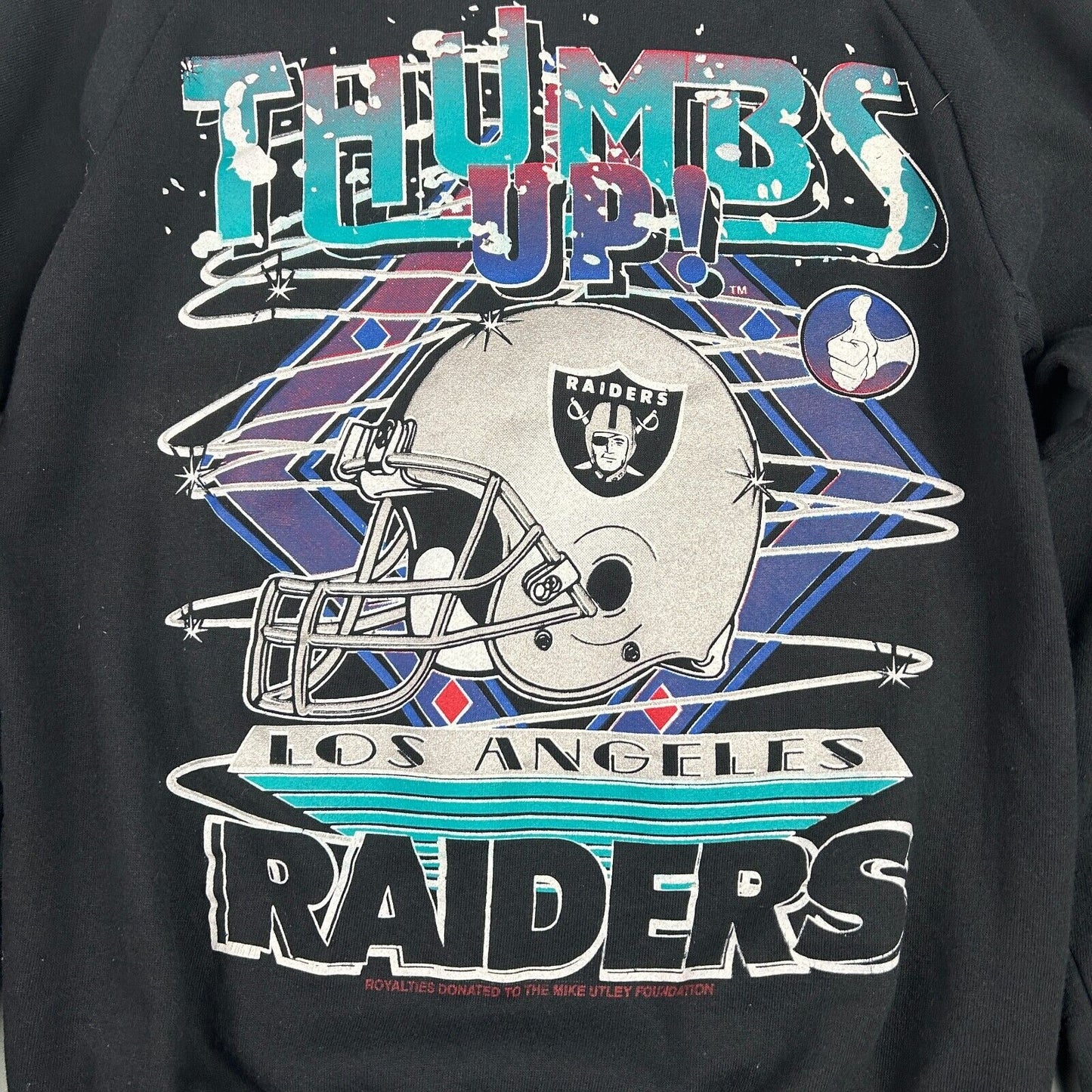 VINTAGE 80s-90s | LA RAIDERS NFL Football Helmet Crewneck Sweater sz L Adult