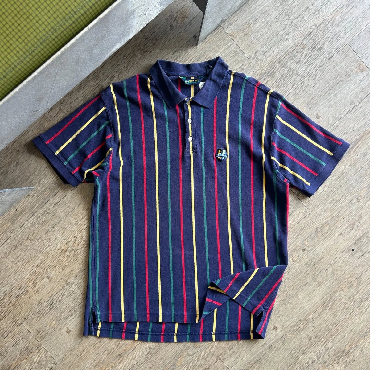 1990s | Vintage EBTEK Eddie Bauer Golf Vertical Striped Polo Shirt sz L