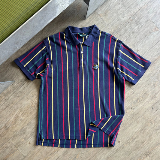 1990s | Vintage EBTEK Eddie Bauer Golf Vertical Striped Polo Shirt sz L