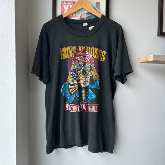 VINTAGE 80s | Guns N' Roses Welcome To The Jungle Thrashed Band T-Shirt sz L