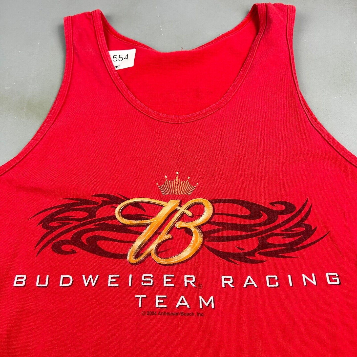 VINTAGE 04' | Budweiser Racing Team Sleeveless Red Tank T-Shirt sz L Men Adult