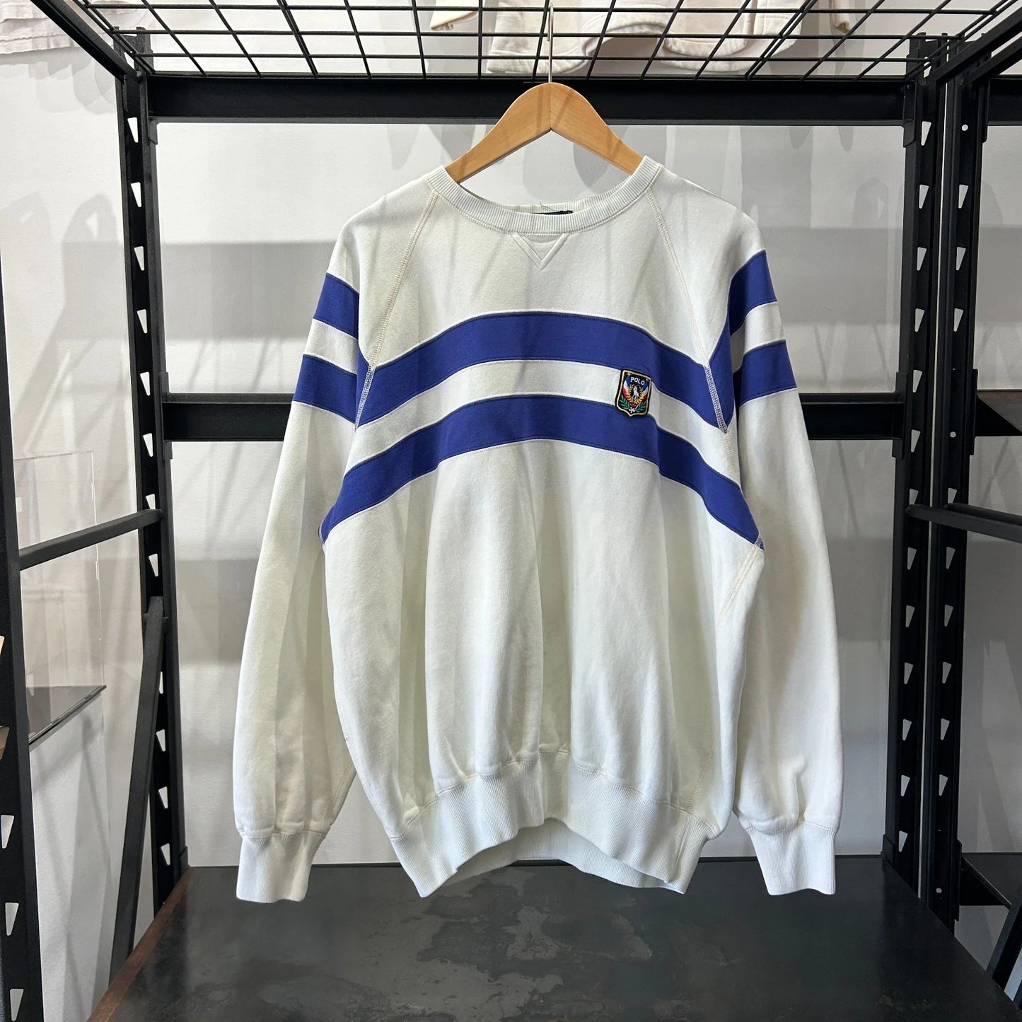 VINTAGE 80s 90s | POLO By Ralph Lauren Uni Crest Striped Crewneck Sweater sz L