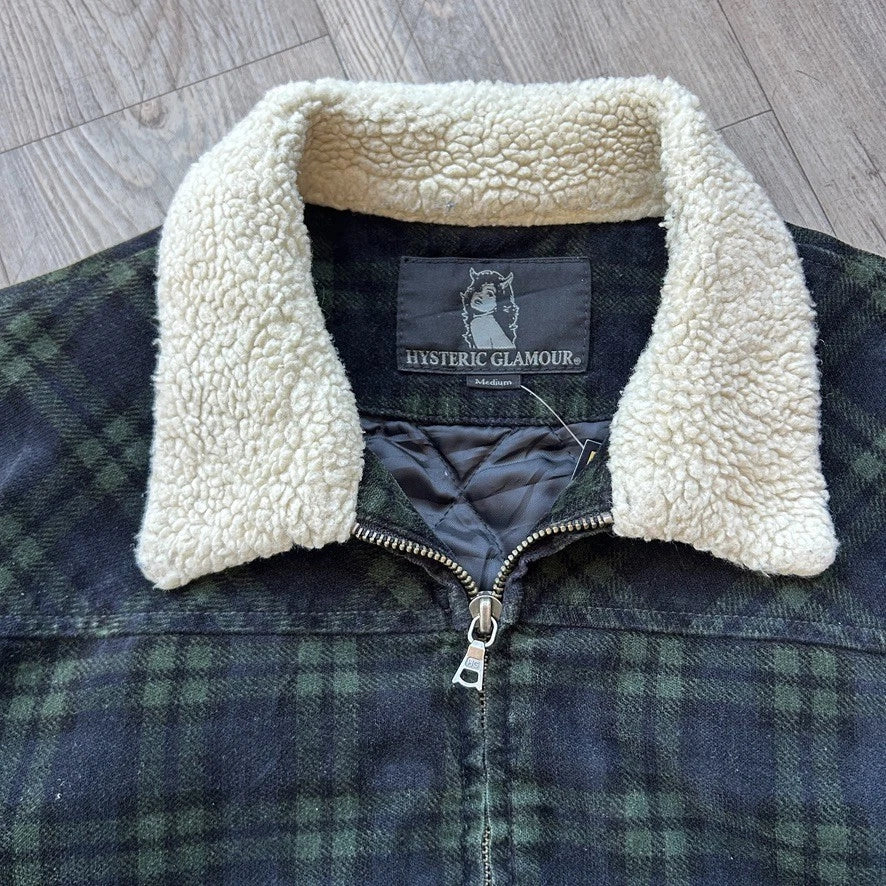 VINTAGE | Hysteric Glamour Plaid Bomber Jacket Sherpa Collar sz M