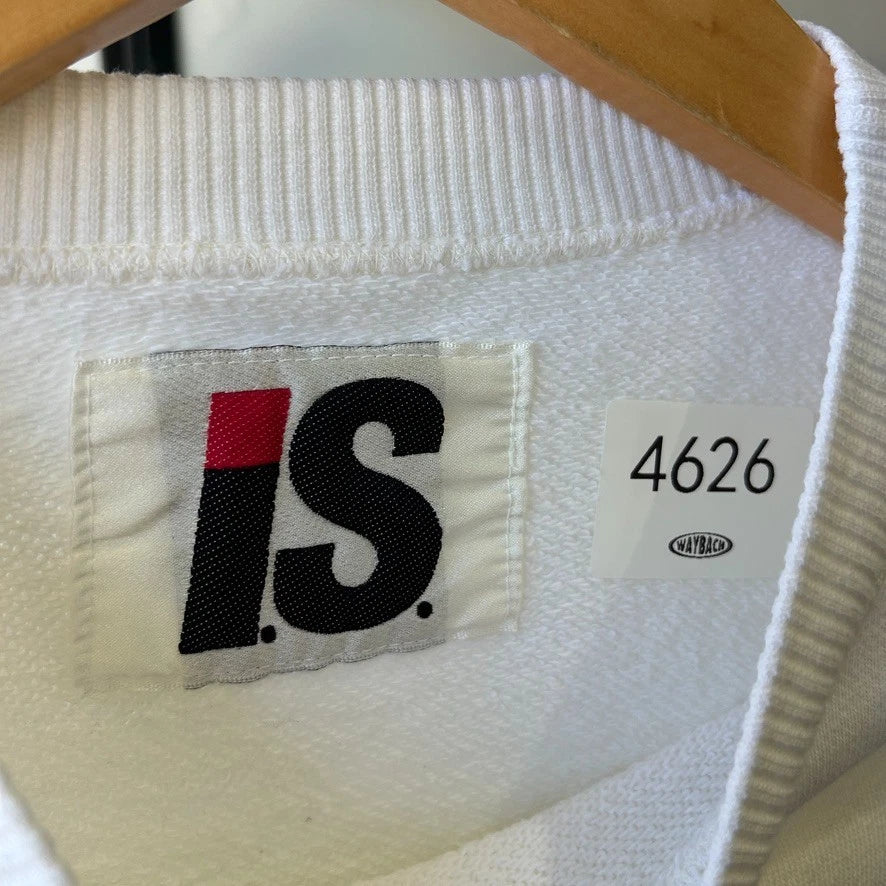I.S. Issey Sport | 1980s Issey Miyake Puff Logo White French Terry Sweater sz S