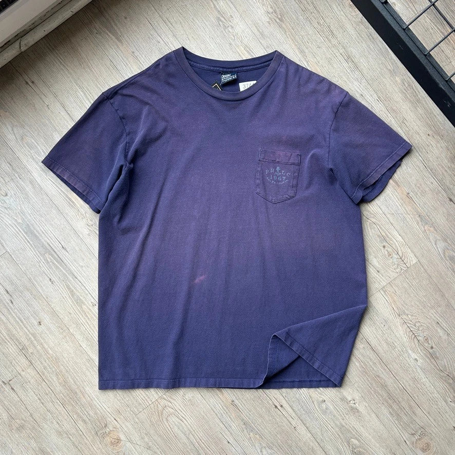 VINTAGE 90s | Polo Ralph Lauren P.R.L.C Anchor Faded Pocket T-Shirt sz XL