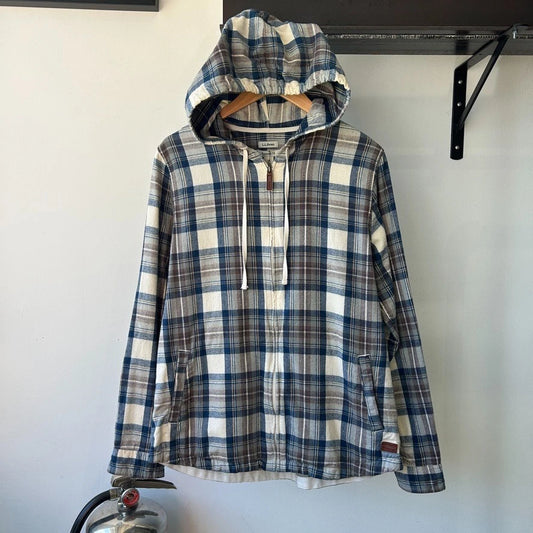 VINTAGE | L.L Bean Plaid Flannel Zip Up Hooded Shirt sz M/L
