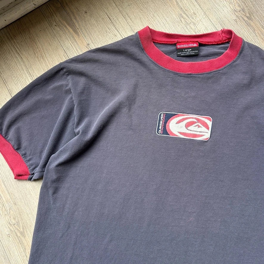 VINTAGE 90s | Quicksilver Board Riding Faded Logo Ringer T-Shirt sz L