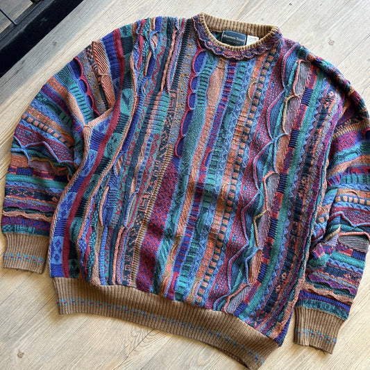 VINTAGE 90s | Florence Tricot Coogi Style 3D Knit Sweater sz L/XL