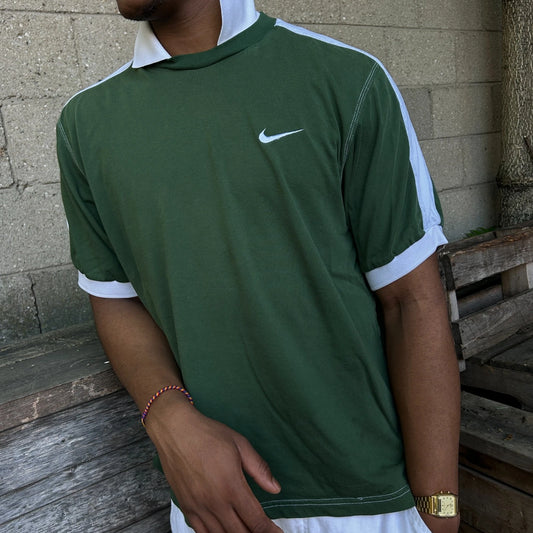 1990s | NIKE F.I.T Collared Cotton Jersey T-Shirt sz M/L