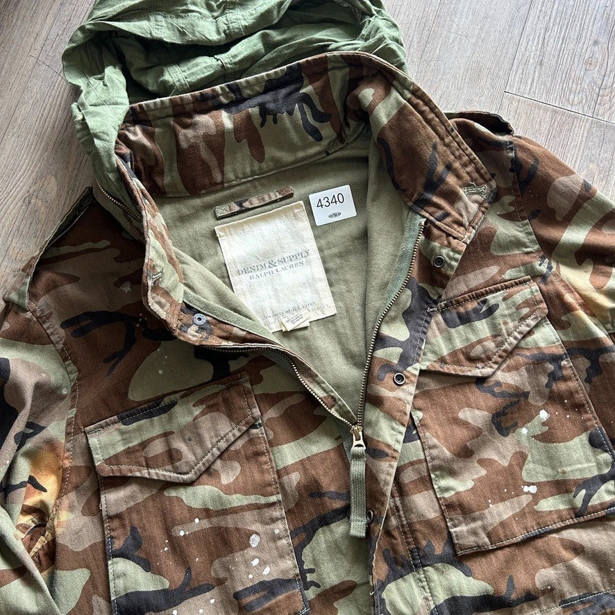 Vintage Y2k | Denim & Supply Ralph Lauren USA Flag Camo M65 Field Jacket sz L
