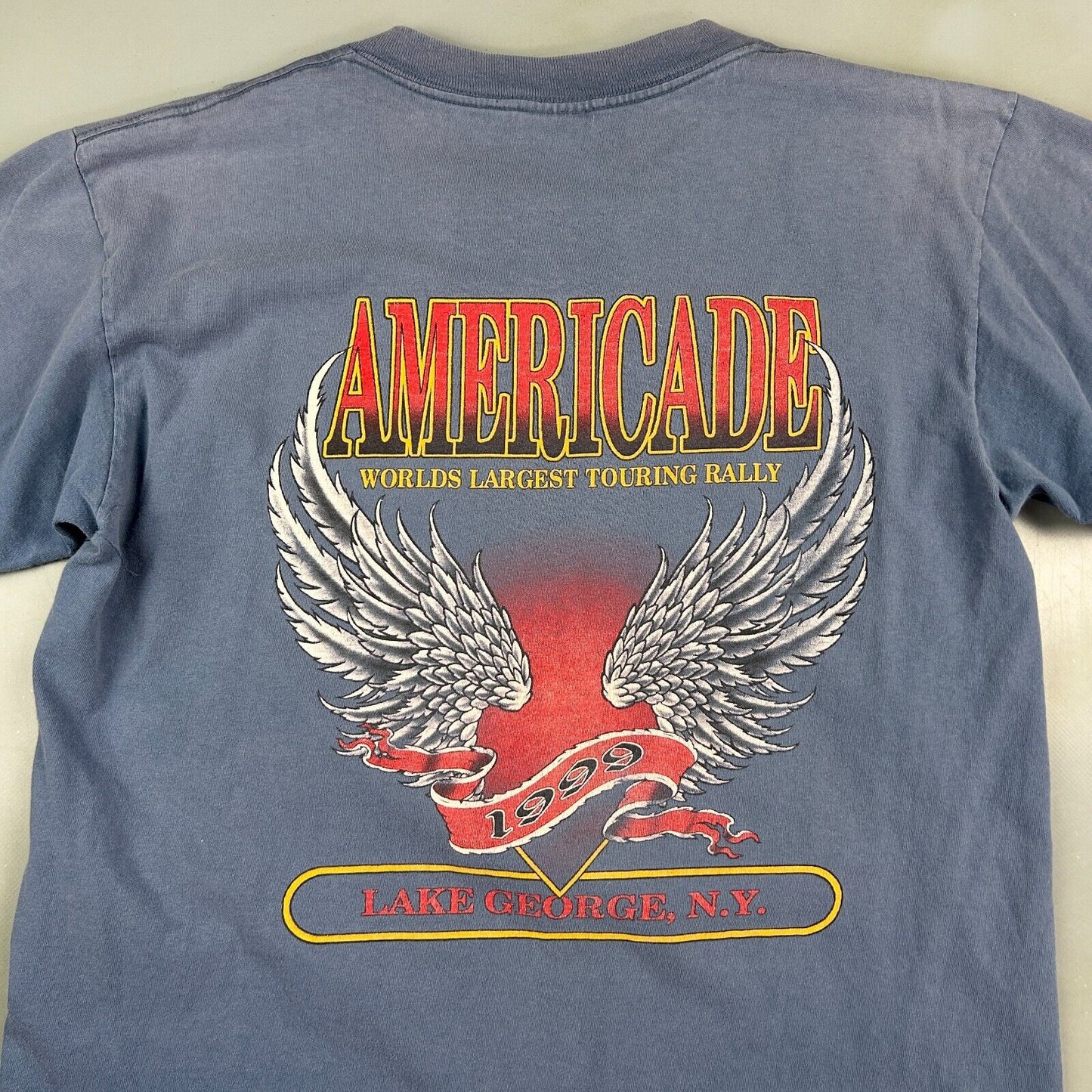 VINTAGE 90s | Americade Motorcycle Rally NY Biker T-Shirt sz L Adult