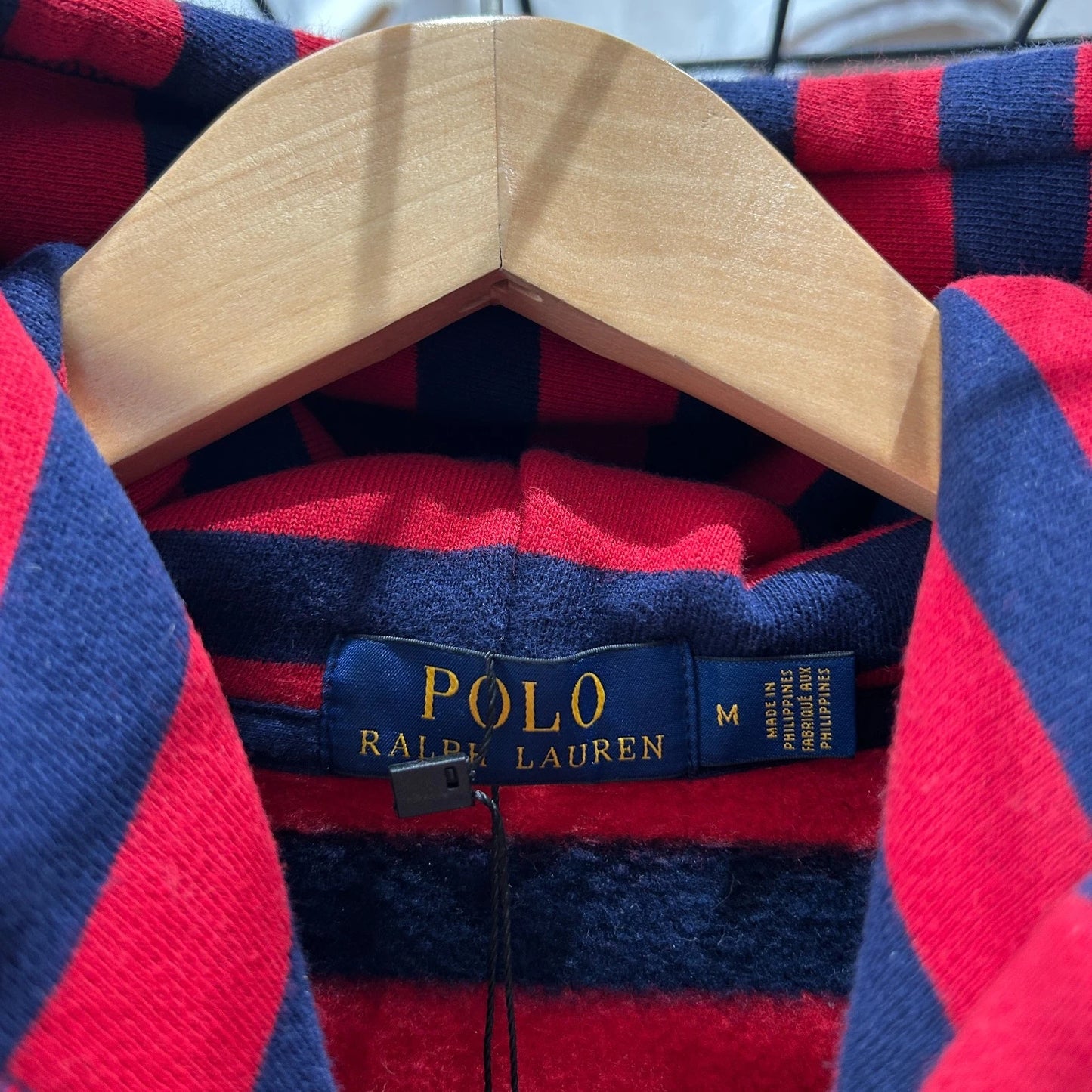POLO Ralph Lauren Cross Flags Striped Hoodie Sweater sz M