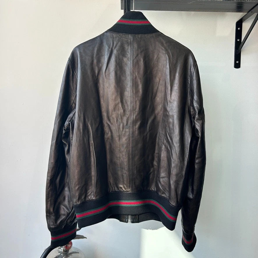 GUCCI by Tom Ford | Web Line Vintage Leather Jacket sz 56