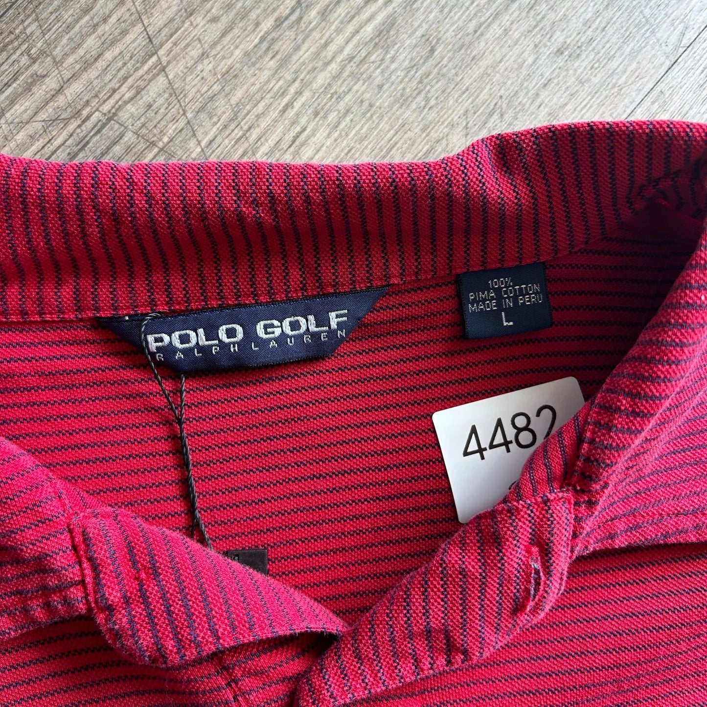 POLO GOLF | Vintage Ralph Lauren 1890 Horse Striped Pima Cotton Polo Shirt sz L