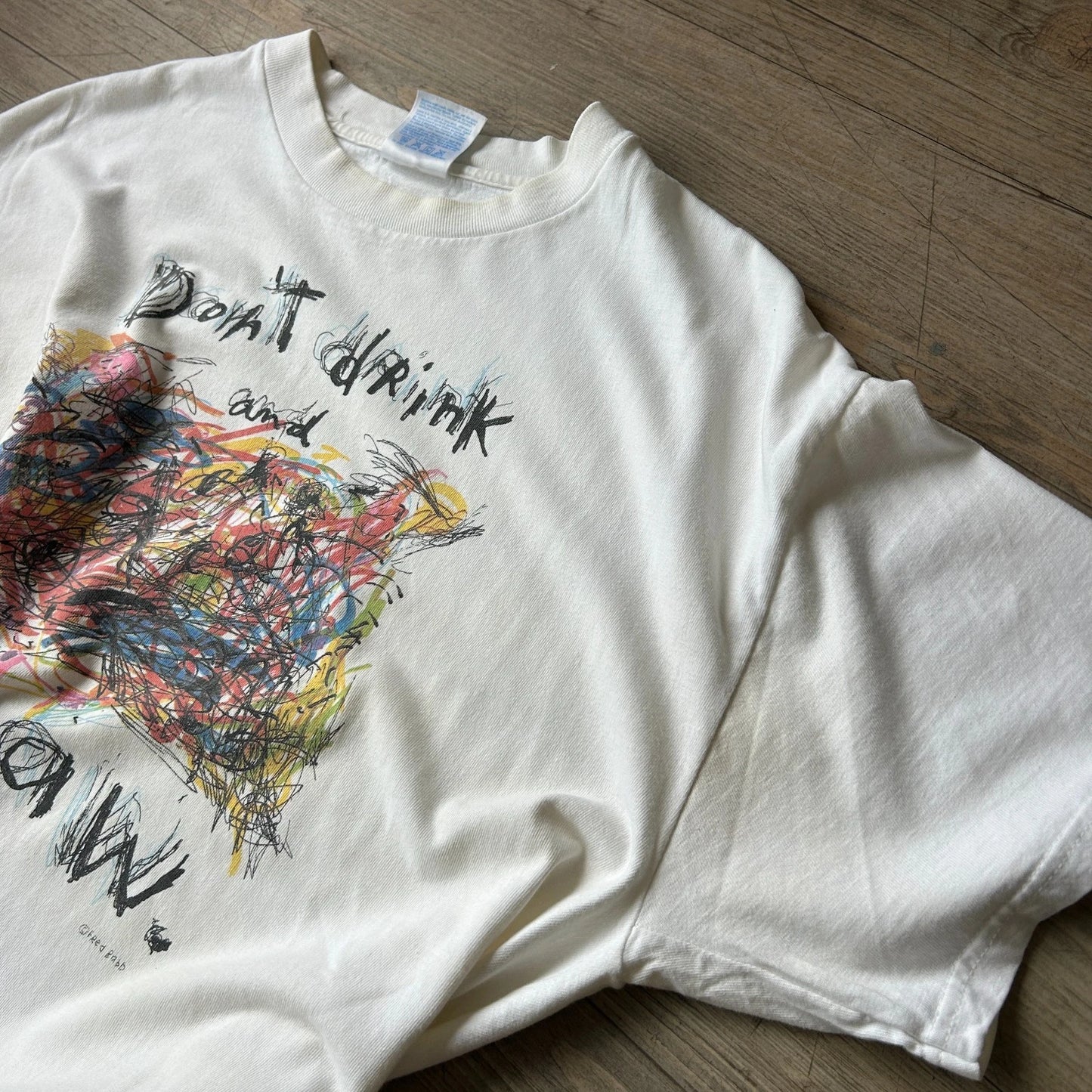 VINTAGE | Don't Drink & Draw Fred Babb Thrashed T-Shirt sz L