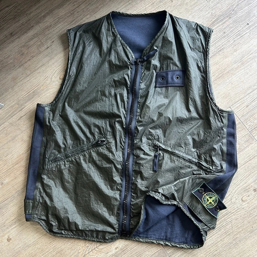 1996 STONE ISLAND | Reversible Ripstop Utility Vest Jacket sz L