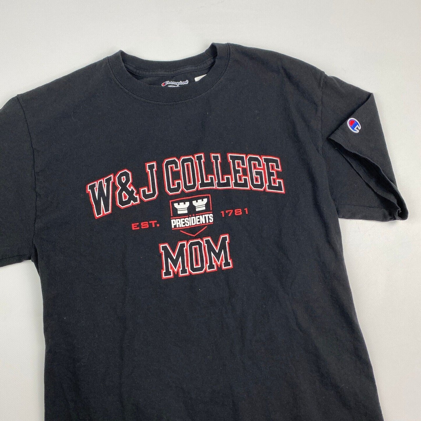 W&J College Mom CHAMPION Black T-Shirt sz Medium Men