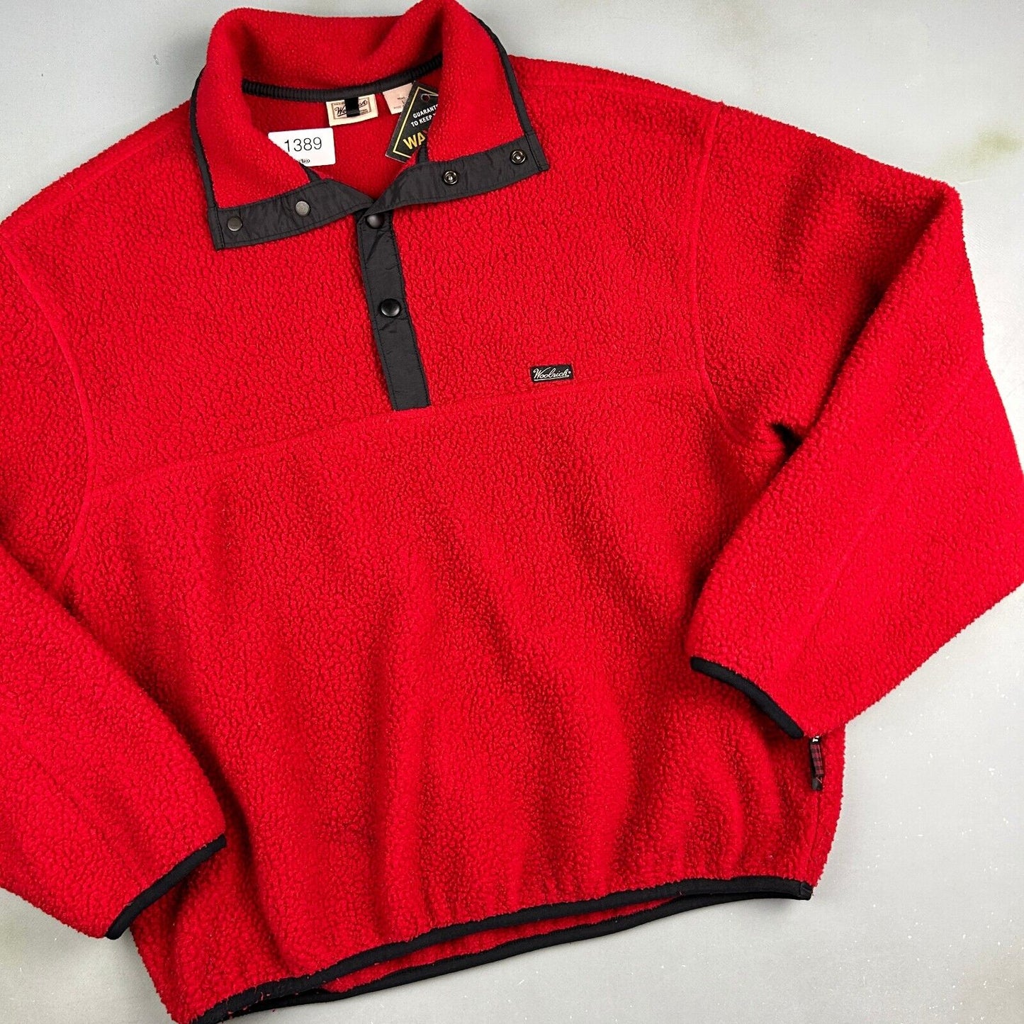 VINTAGE 90s Woolrich Polartec Red Snap T Fleece Sweater sz Large Adult