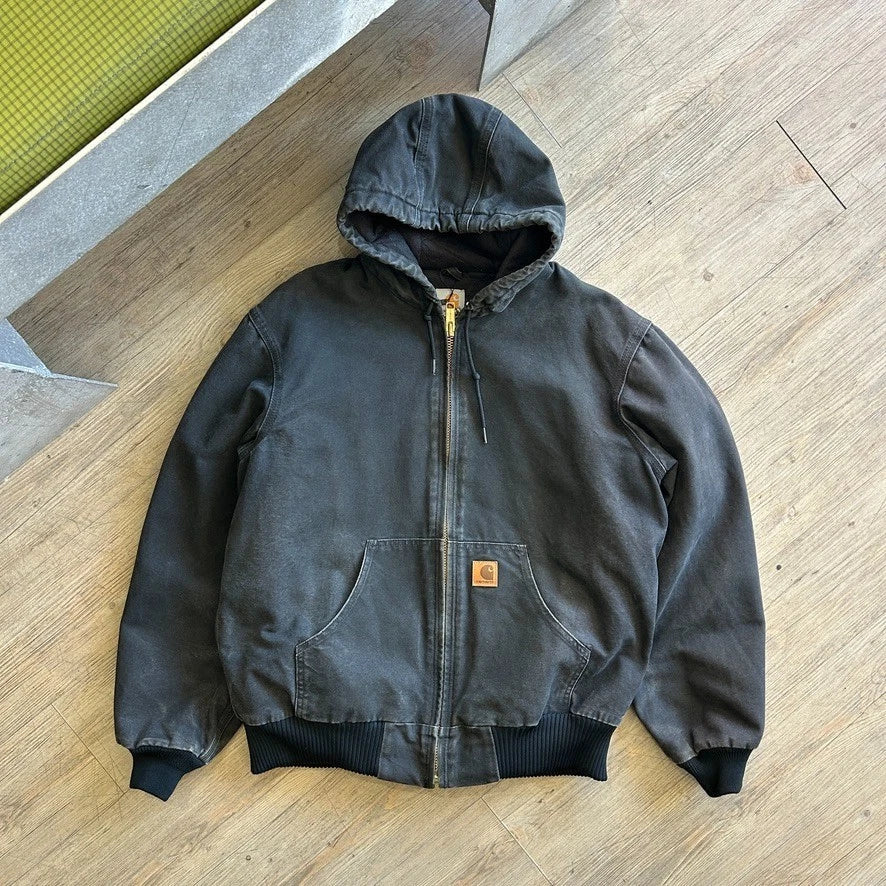 CARHARTT | Vintage Faded Black Hooded Active Jacket sz M/L