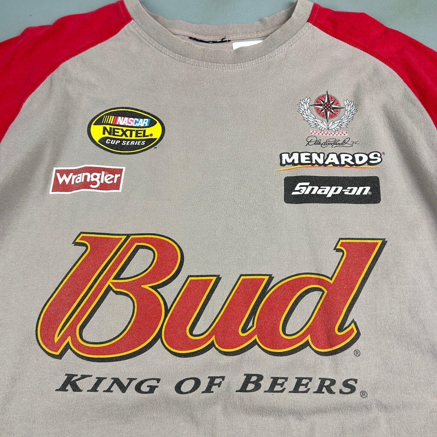 VINTAGE | BUD King Of Beers Sponsors Nascar #8 Two Tone T-Shirt sz XL Men Adult