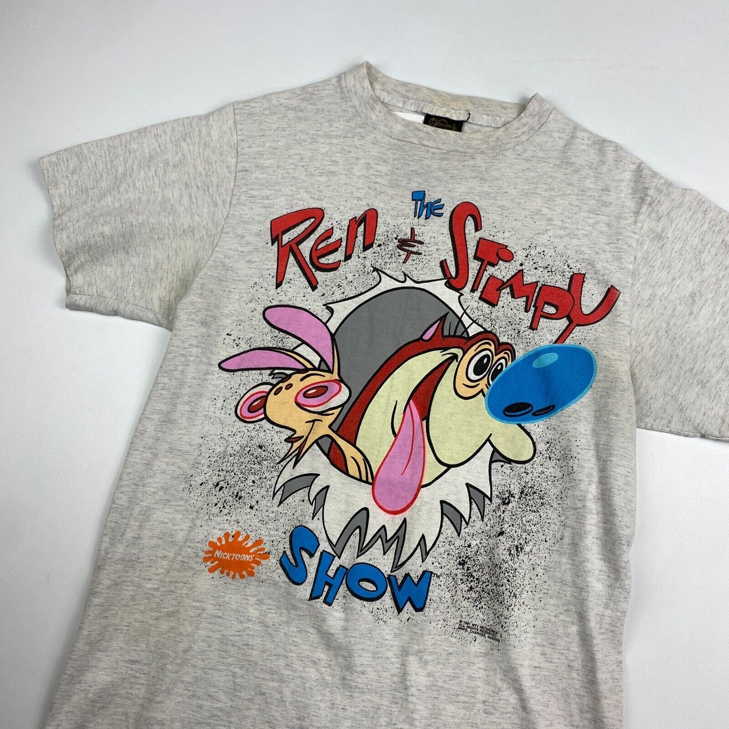 VINTAGE 1991 Ren & The Stimpy Show Nicktoons MTV Shirt sz Medium Men
