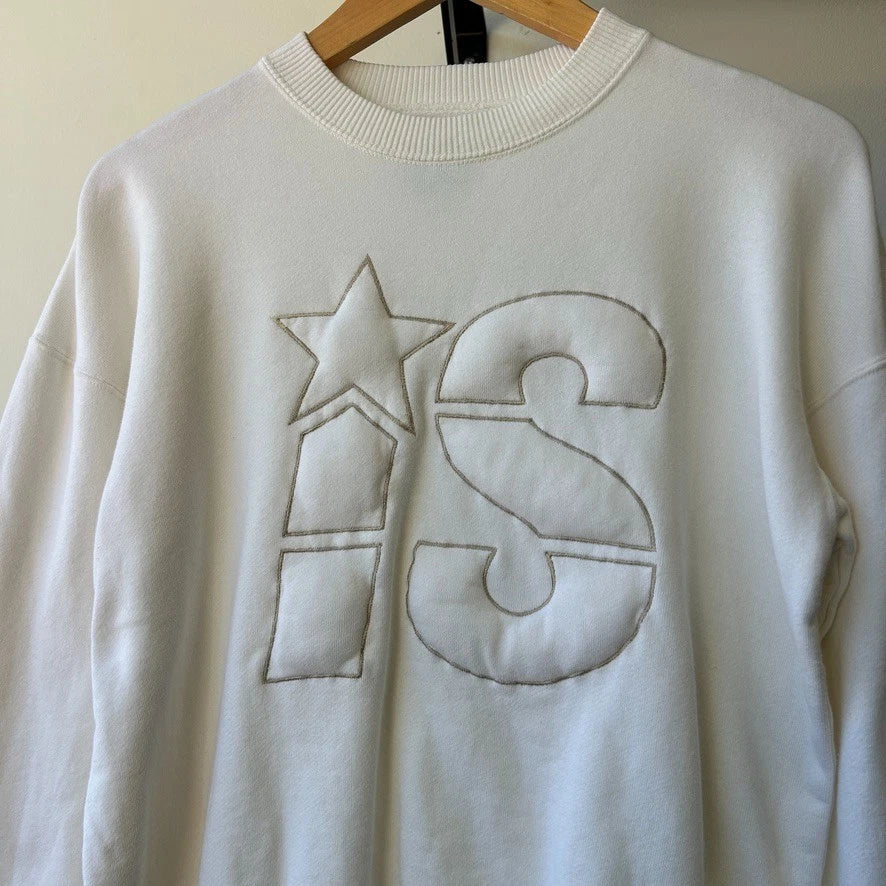 I.S. Issey Sport | 1980s Issey Miyake Puff Logo White French Terry Sweater sz S