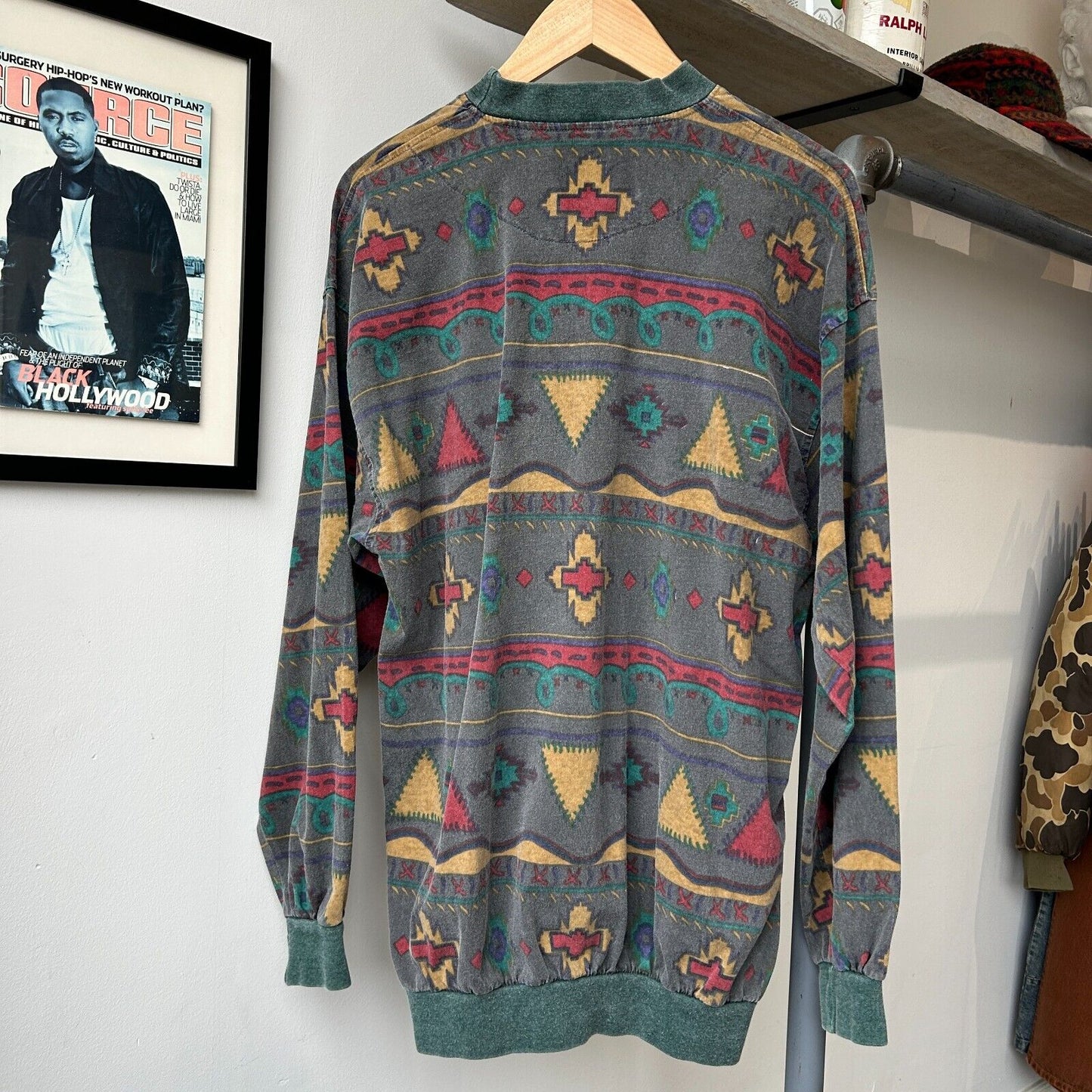 VINTAGE 90s | Tribal Aztec All Over Print Crew Sweater sz L