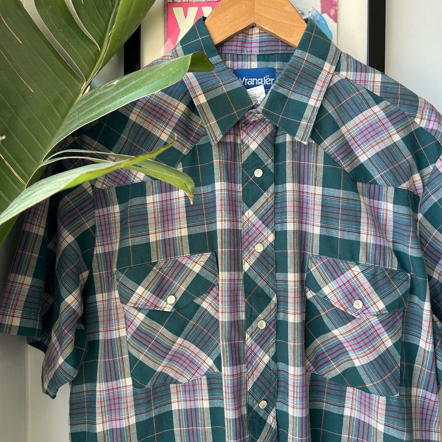 VINTAGE 90s | Wrangler Short Sleeve Button Snap Shirt sz L