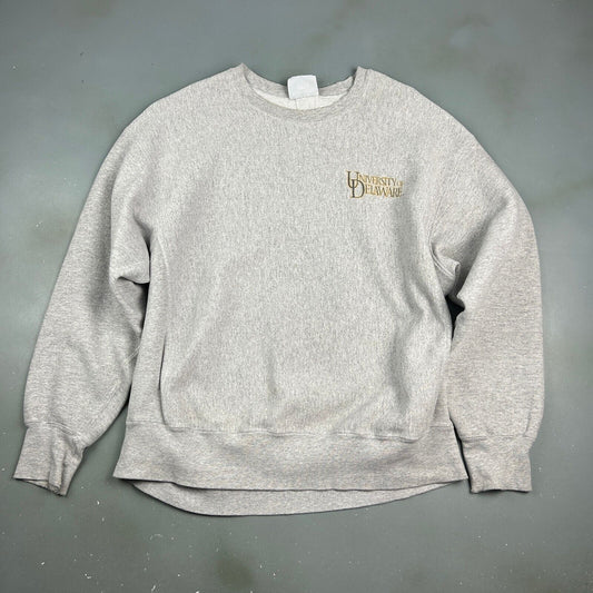 VINTAGE 90s | University Of Delaware Grey Heavy Crewneck Sweater sz XL Adult