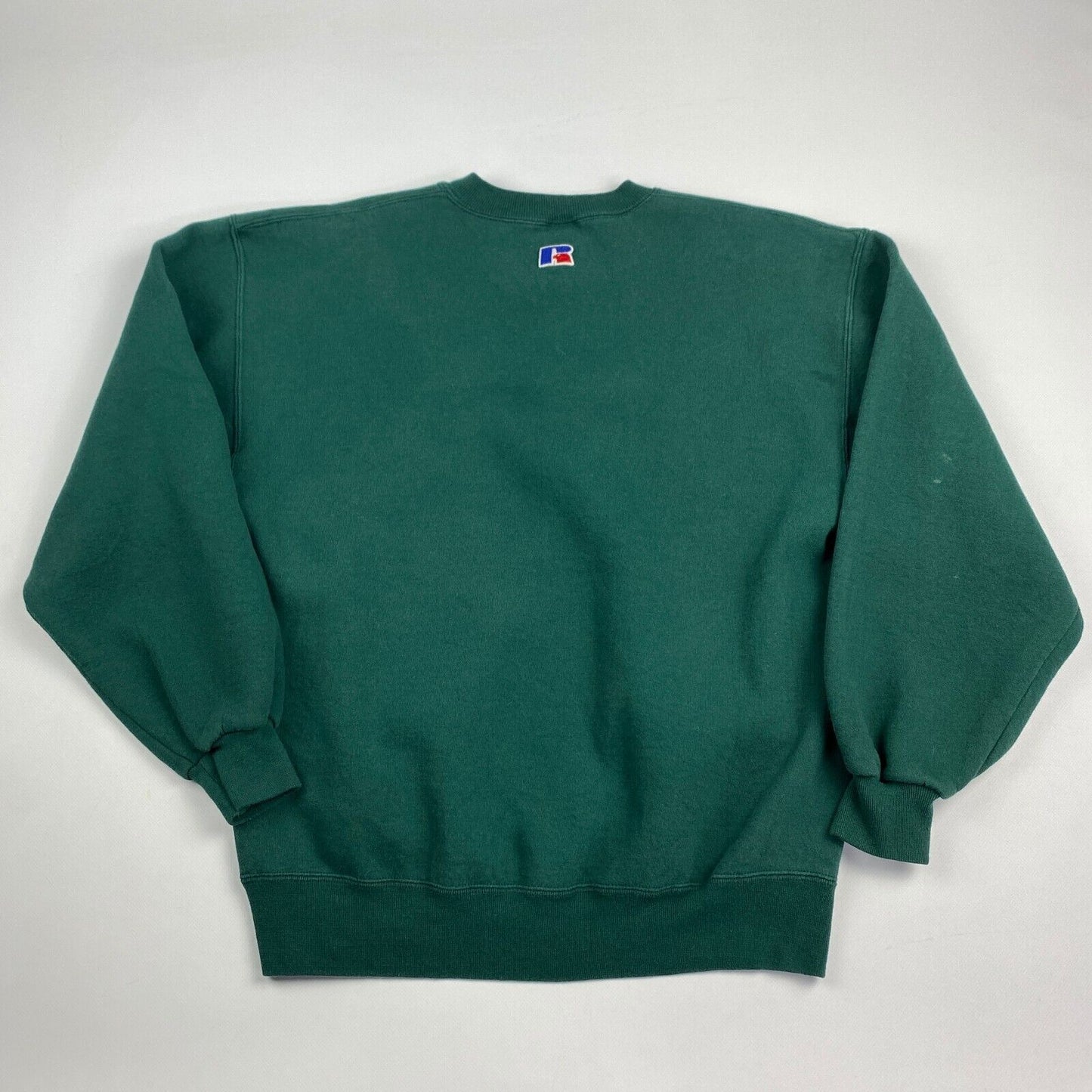 VINTAGE 90s Russell Athletic Blank Green Crewneck Sweater sz Large Men MadeinUSA