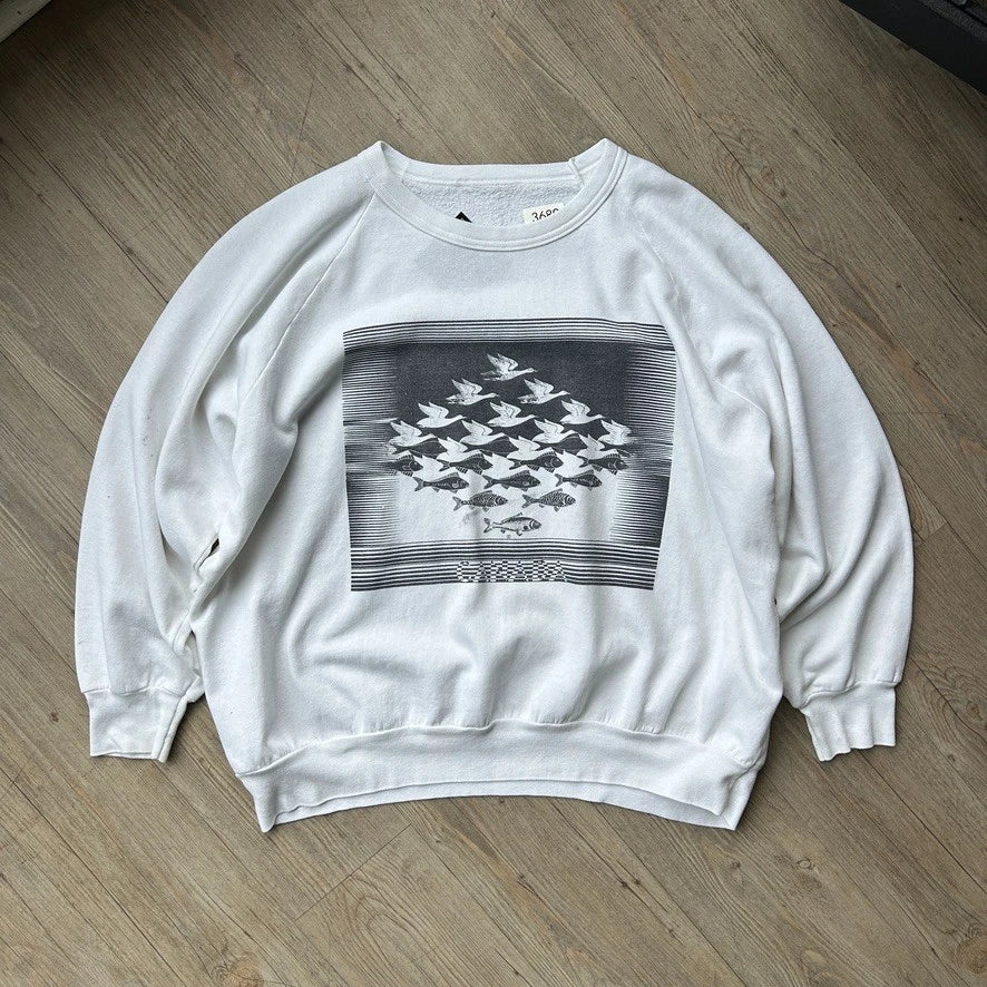 VINTAGE 80s 90s | MC Escher Sky And Water Canada Crewneck Sweater sz XL