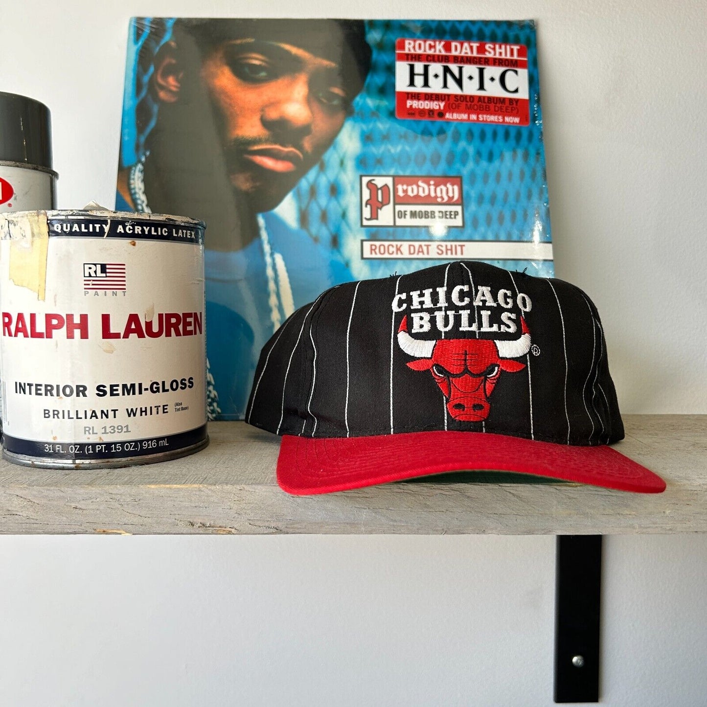 VINTAGE 90s | Chicago Bulls Pinstripe STARTER Snapback HAT One Size
