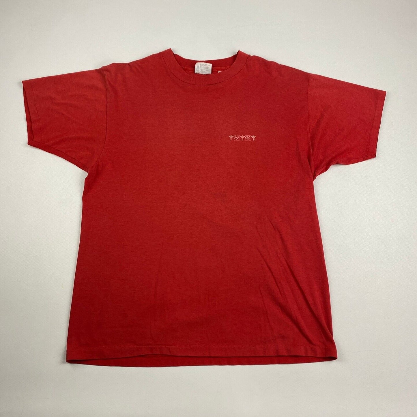 VINTAGE 90s Sm Logo Faded Red T-Shirt sz Medium Men