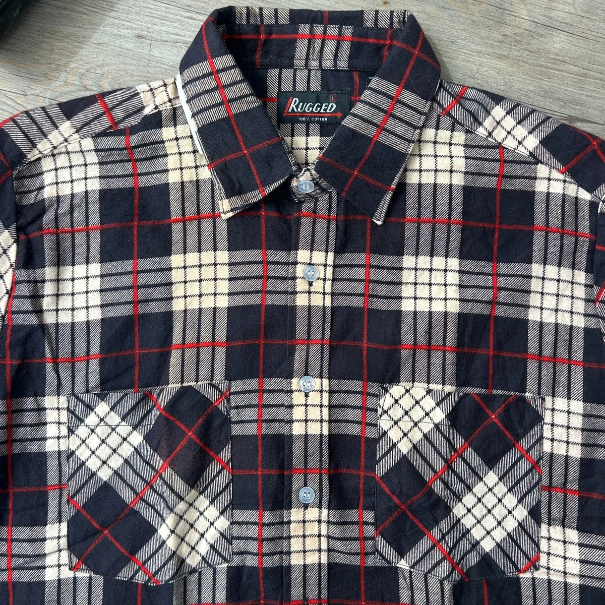 VINTAGE | Rugged Plaid Flannel Button Down Shirt sz L