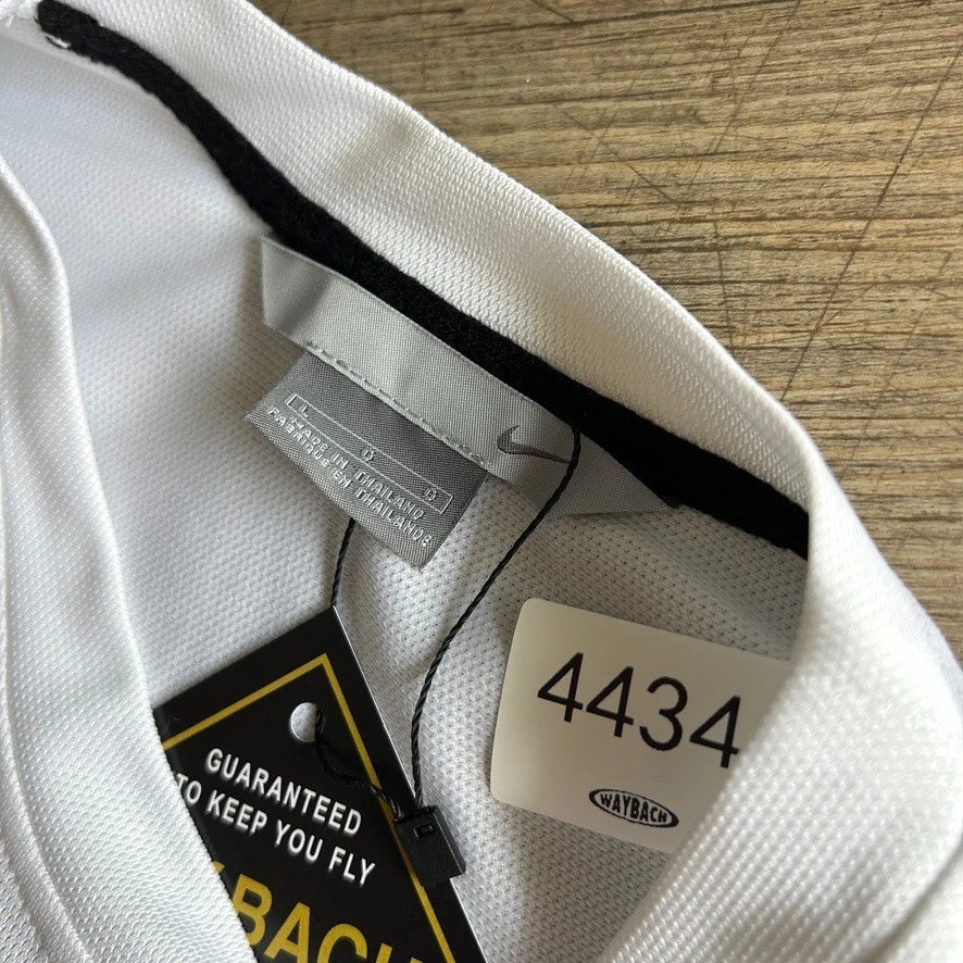 2000s | NIKE Sm Swoosh White Pin Stripe Long Sleeve Jersey T-Shirt sz L