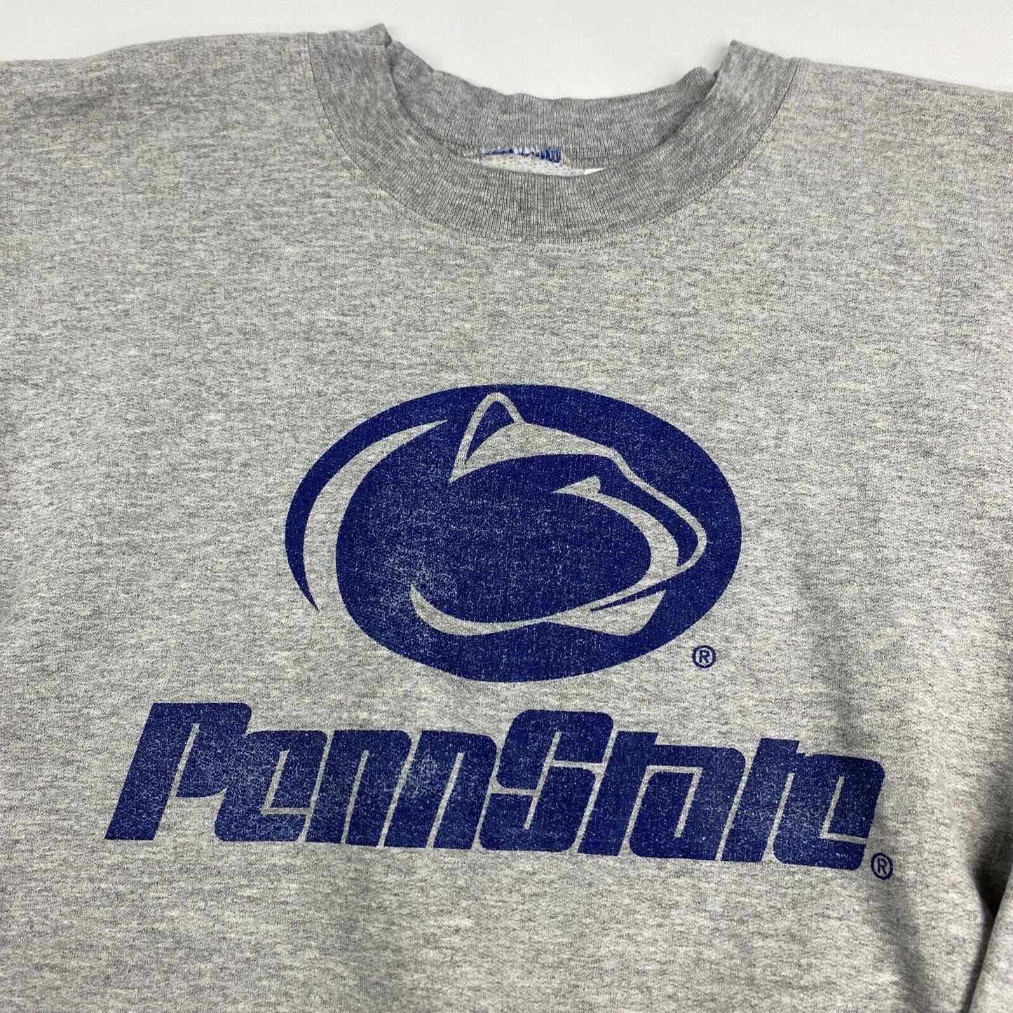 VINTAGE Penn State University Big Logo Grey Crewneck Sweater sz Small Men