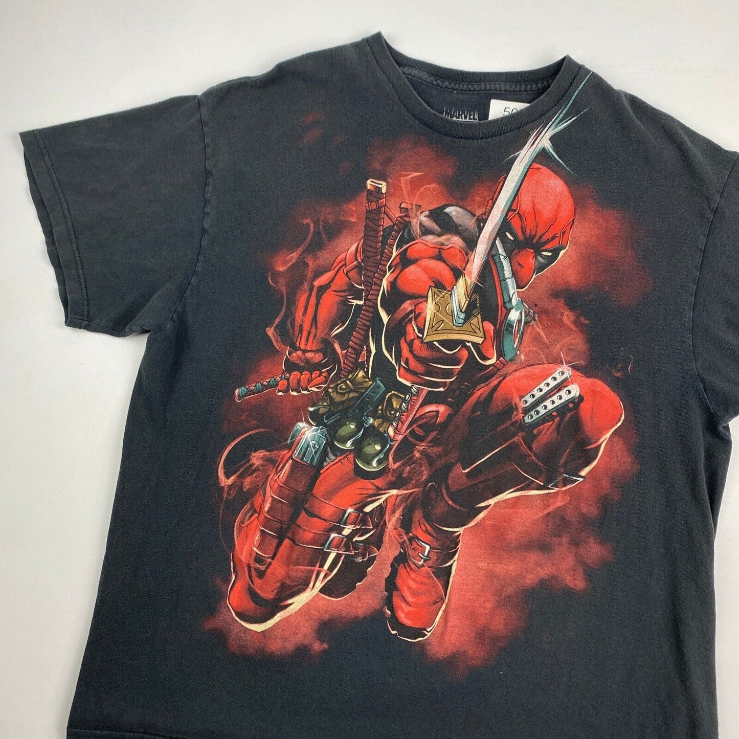 VINTAGE Deadpool Big Graphic Marvel Comics Black T-Shirt sz XL Men