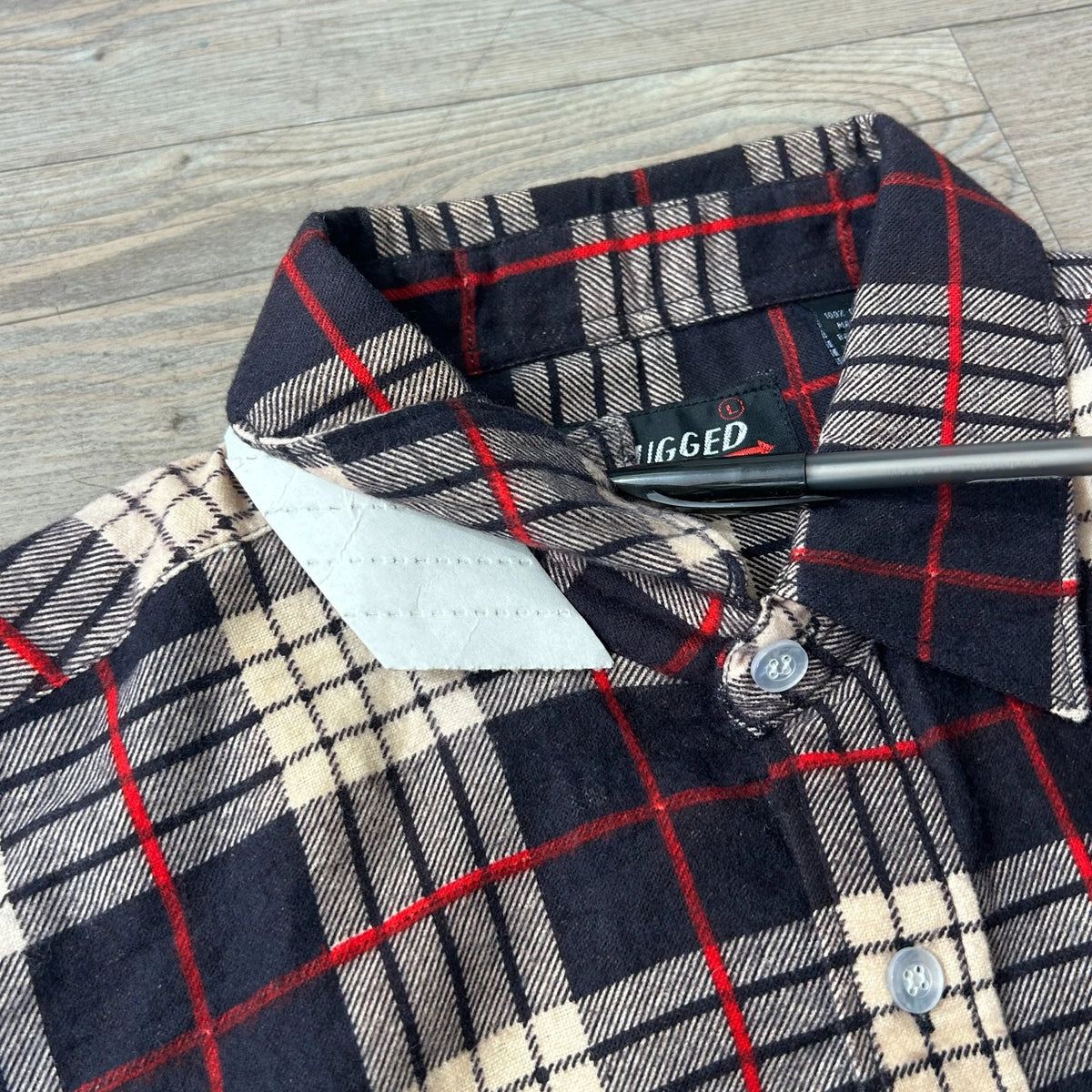 VINTAGE | Rugged Plaid Flannel Button Down Shirt sz L
