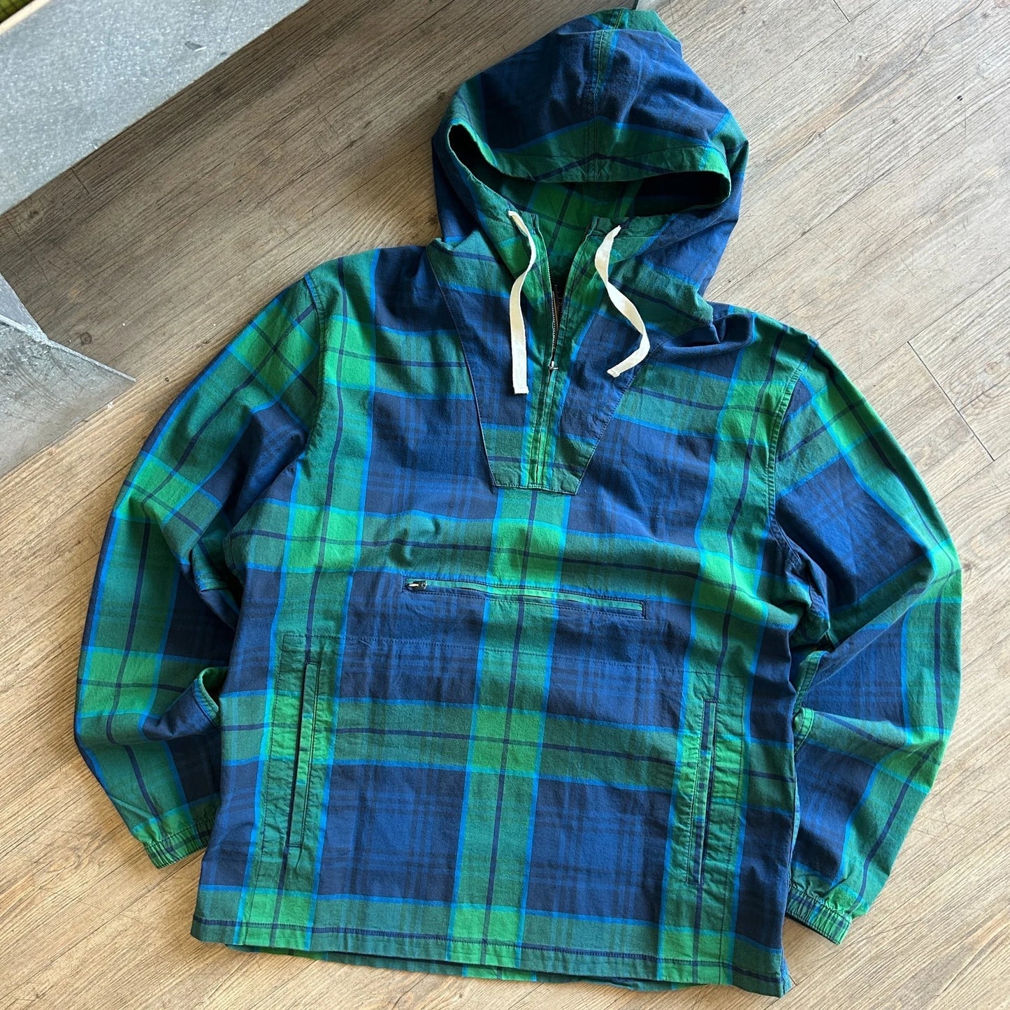 VINTAGE Y2k | Abercrombie & Fitch Plaid 1/4 Zip Anorak Hooded Jacket sz L